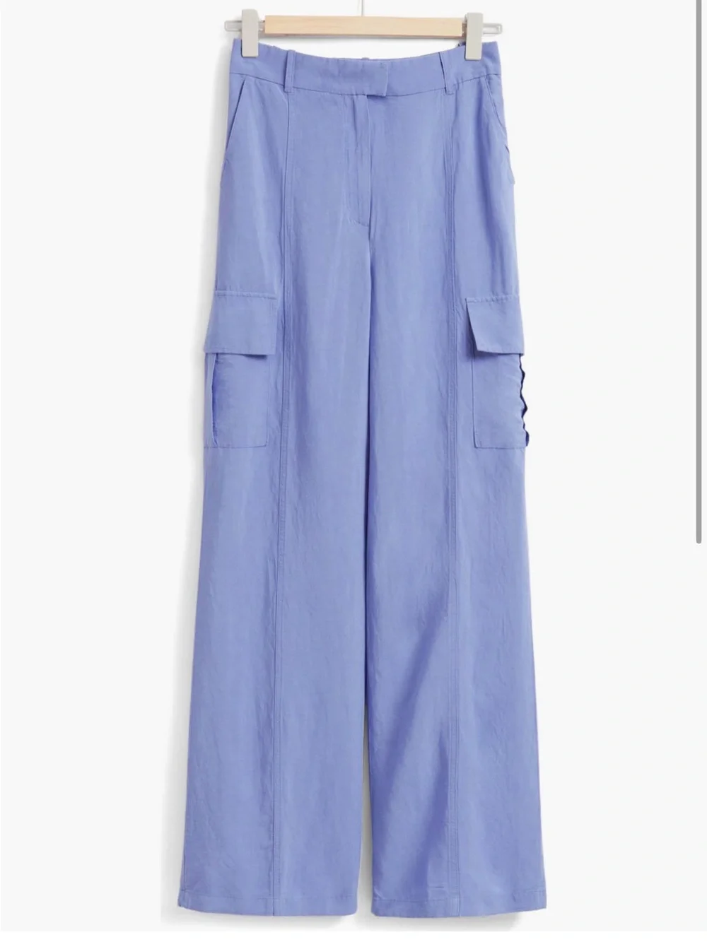 & Other Stories Wide-Leg Cargo Pants NWT Size 0 In Blue (Periwinkle/Purple) - Picture 8 of 13